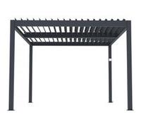 Pergola bioclimatique électrique avec led "Windsor" en aluminium 3 x 4 - Gris