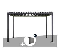 Pergola Bioclimatique Électrique Evora Graphite - 4 X 3 M + 2 Stores 4 M - Hespéride Multicolore