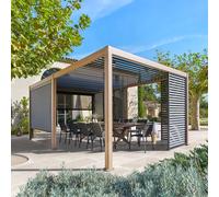 Pergola bioclimatique électrique EVORA Honey 6 x 3 m - Structure et lames doubles en aluminium Hespéride
