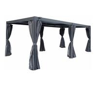 Pergola bioclimatique en aluminium avec rideau et moustiquaire ""Kensington"" - 3 x 5 m - Gris