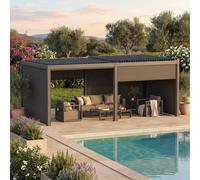Pergola bioclimatique EVONIS Graphite 6 x 3 m - Structure en aluminium et lames acier Hespéride