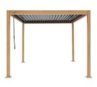 Pergola Bioclimatique Gaya - Structure En Aluminium Et En Acier - L300 X P300 X H240 Cm - Aspect Bois