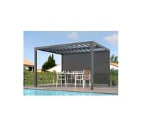 Pergola bioclimatique Habrita PER36R30BI en alu 10,80m2 ouverture manuelle avec rideau man G