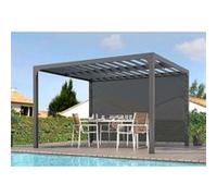 Pergola bioclimatique Habrita PER36R30BI en alu 10,80m2 ouverture manuelle avec rideau man G