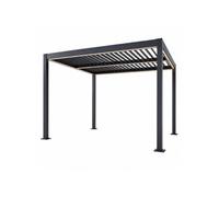 Pergola bioclimatique à LED 3x3m structure aluminium lames orientables CORFU
