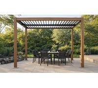 Pergola bioclimatique Mill à structure aluminium lames orientables 3 x 3 m : Acier noir