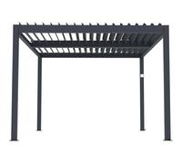 Pergola bioclimatique électrique avec led "Windsor" en aluminium 3 x 4 - Gris