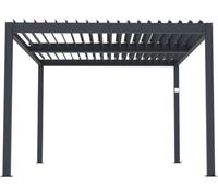 Pergola bioclimatique électrique avec led "Windsor" en aluminium 3 x 4 - Gris