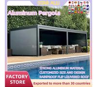 Pergola bioclimatique motorisée en aluminium à lames orientables, 1 mètre carré, taille personnalisée, volet rabattable, étanche avec éclairage LED pour jardin Explanation not pay