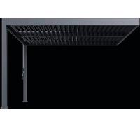 Pergola bioclimatique ROJAPLAST INTRO DUO en aluminium, avec toit en lames d'aluminium "4x4m", à fixer au mur, couleur anthracite