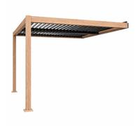 Pergola bioclimatique 3x3m adossée effet bois SIFNOS