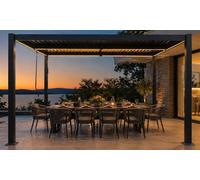 Pergola bioclimatique structure aluminium lames orientables MILL Kokoon : Avec LED