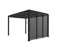 Pergola bioclimatique Triomphe 3x4 + 3 persiennes 100cm pour le côté de 3m. panneau brise vue. L 400 x P 300 x H 250 cm