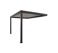 Pergola bioclimatique adossée Zéphir motorisée aluminium/lames - grey - 3 x 4 m