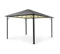 Blumfeldt Pergola Aluminium Polycarbonate 3x4m, Pergola Terrasse, Toit Rigide en Polycarbonate, Pergola en Verre Translucide et Eclairage LED Réglables, Structure Alu, Pergola 3x4, Tonnelle de Jardin