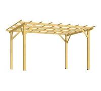 Pergola bois autoportante 12 m² dim. 3 x 4 m - toit chevrons lattes espacées - sapin pré-huilé Beige G