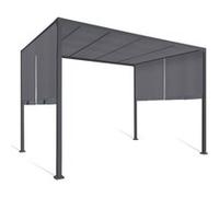 IDMarket - Pergola coulissante 2 pans 3x3 M belvédère de Jardin Toile Gris Anthracite