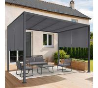 IDMarket - Pergola coulissante 2 pans 3x3 M belvédère de Jardin Toile Gris Anthracite