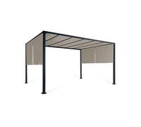 IDMARKET Pergola coulissante 2 pans 3x4 M belvédère de jardin toile taupe