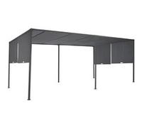 IDMarket – Pergola coulissante 2 pans Belvédère de jardin 3x6 m toile gris anthracite