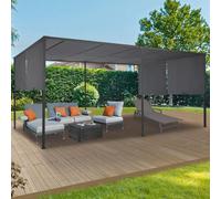 Pergola Coulissante 2 Pans 3x6 M Belvédère De Jardin Toile Gris Anthracite Gris