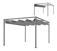 Pergola coulissante - Outsunny - 4 x 3 m - structure métal époxy anticorrosion - toile polyester haute densité 180 g/m² - gris foncé