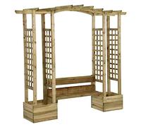 Pergola de jardin avec banc et jardinières Bois de pin imprégné