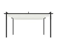 Pergola de jardin avec toit rétractable 4 x 3 m Crème | Structure en acier revêtu par poudre, tissu PA 180 g/m², résistant à l'eau, hauteur 2,2 m