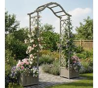 Pergola de jardin, en bois massif, avec support pour plantes grimpantes, de couleur grise