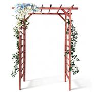 Pergola de jardin en bois, toit plat, couleur teck, support pour plantes grimpantes, dimensions : 118,5 × 55,5 × 18,5 cm