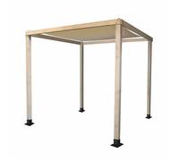 Pergola de Jardin en Bois Traité pour Extérieur Chillvert Corinto Auvent 4 Poteaux 255x255x225 cm Blanc Beige