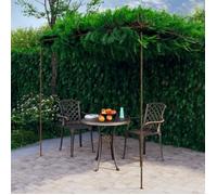 Pergola de jardin en fer forgé - vidaxl - 3x3x2,2/2,5 m - Marron antique - A monter soi-même - Ornements romantiques