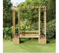 vidaXL Pergola avec banc et jardinières - Bois de pin