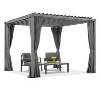 Pergola de terrasse anthracite Madera 3x3 m avec rideaux Garden Point