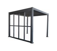 Pergola de terrasse autoportante Lagos 3x3 avec porte sur 4 côtés Garden Point anthracite