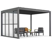 Pergola de terrasse autoportante Lagos 3x3 avec portes sur 3 côtés Garden Point anthracite