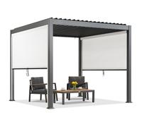 Pergola de terrasse autoportante Lagos 3x3 avec volets roulants sur deux côtés Garden Point anthracite et blanc