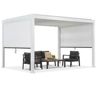 Pergola de terrasse autoportante Lagos 3x4 avec volets roulants latéraux de 3m Garden Point blanc