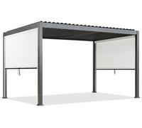 Pergola de terrasse autoportante Lagos 3x4 avec volets roulants latéraux Garden Point blanc anthracite de 3m de long
