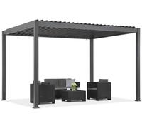 Pergola de terrasse autoportante Lagos Premium 3x4 Garden Point anthracite et blanc
