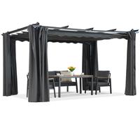 Pergola de terrasse Barbados 3x3 m avec rideaux anthracite Garden Point