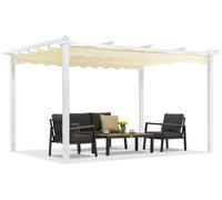 Pergola de terrasse Barbados 3x4 m Garden Point blanc et beige