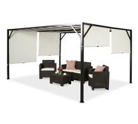 Pergola de terrasse en métal Santorini 3 x 4m crème Garden Point