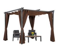 Pergola de terrasse marron La Palma 3x3 m avec rideaux Garden Point