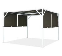 Pergola de terrasse Santorini 3 x 3 m en métal blanc/marron Garden Point