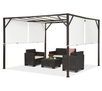 Pergola de terrasse Santorini 3 x 3 m en métal marron- blanc Garden Point