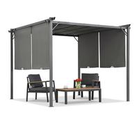 Pergola de terrasse Sevilla 3x6m anthracite avec moustiquaire et rideaux Garden Point