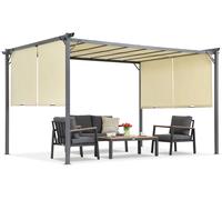 Pergola de terrasse Sevilla crème 3x4m avec moustiquaire et rideaux Garden Point