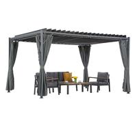 Pergola de terrasse Tasos 3x6m anthracite avec rideaux Garden Point