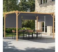 IDMarket - Pergola édition Exclusive Effet Bois Toit rétractable 3x4 M et 4 Stores Gris Anthracite